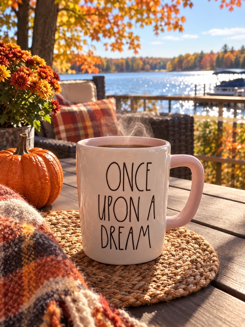 Rae Dunn Pink Handle 'Once Upon A Dream' Ceramic Mug